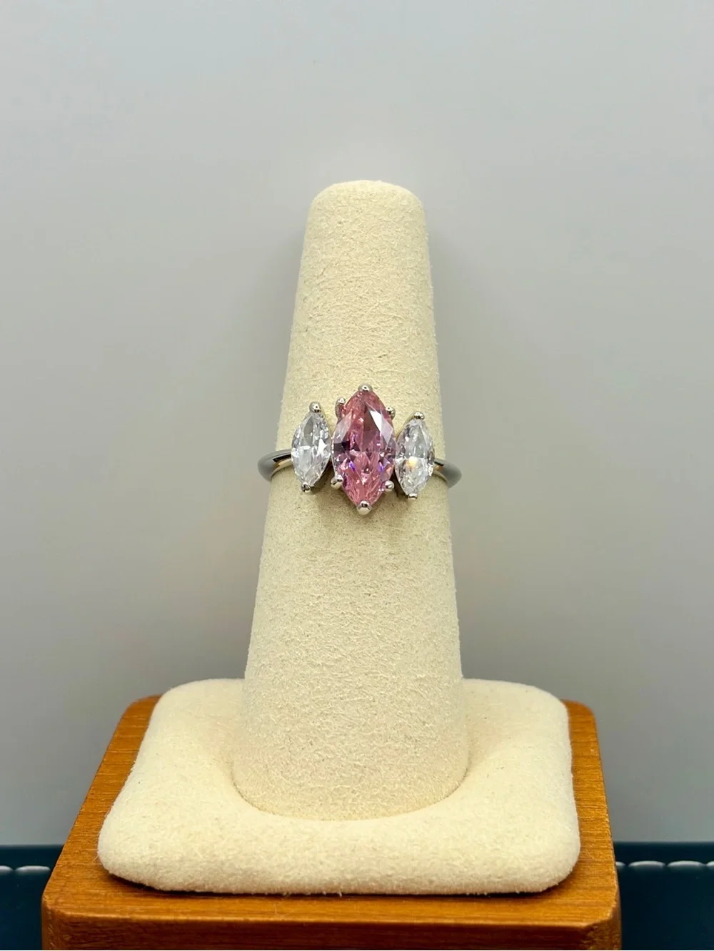 Sparkling Pink Marquise Trio Ring